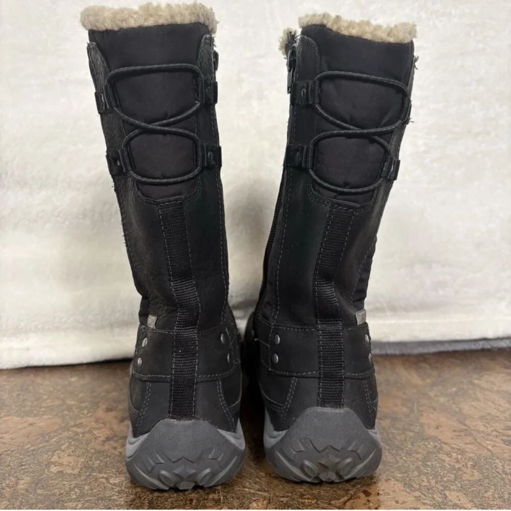 Merrell Black Tall Insulated Winter Boots with Faux Fur Collar